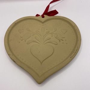 VTG Brown‎ Bag Cookie Art Mold Heart Tulips Folk Art Crafting Hill Design 1986